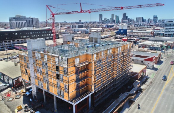 Construction site of VIB Hotel in an urban area