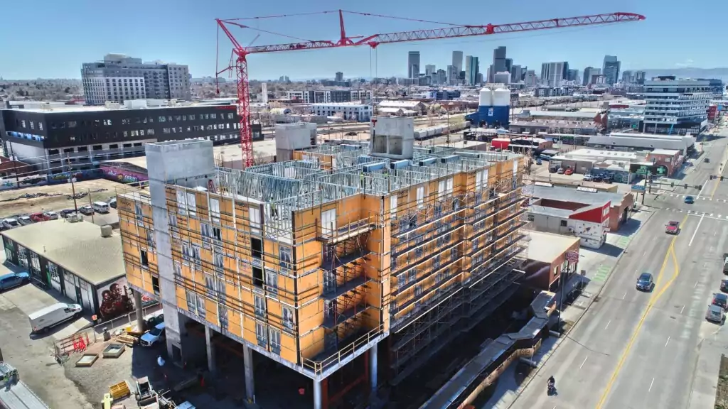 Construction site of VIB Hotel in an urban area