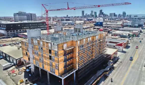 Construction site of VIB Hotel in an urban area